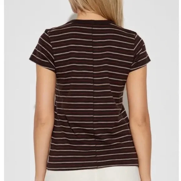 Rag & Bone Women’s Brown and White Striped Tee - Picture 3 of 5